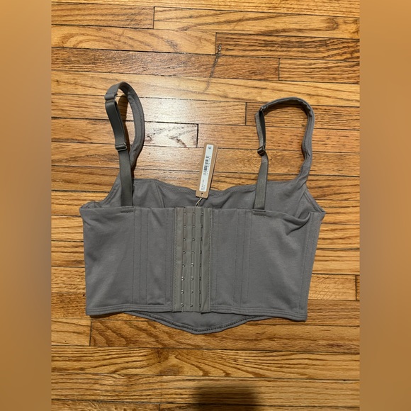 NWT SKIMS COTTON CORSET BUSTIER Size Small in Charcoal - Picture 4 of 5